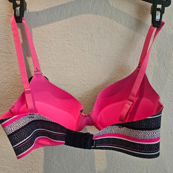 NWT XOXO Bra Lines Be Gone Cute padded push up hot pink navy polka dots bra 36C - Picture 5 of 7